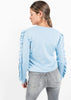 Baby Blue Sweater with Arm Length Ruffle detail by Linu