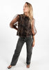 Brown Organza Animal Print Shirt with Undervest by Linu