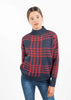 Charcoal Grey Black Jumper with Ultra Trendy Red Check Pattern by Linu