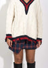 Distressed Ripped look Cricket Style Jumper in off White by Linu