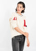 Distressed Ripped Style Preppy Sweater in off White by Linu