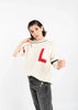 Distressed Ripped Style Preppy Sweater in off White by Linu