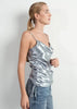 Metallic Grey Sheen Blouse top with Ruched side by Linu