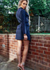 Navy Blazer Dress with Brass Style Double Buttons by Kat