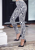 White Black Zebra Pattern Animal Print Skinny Jeggings by Paris
