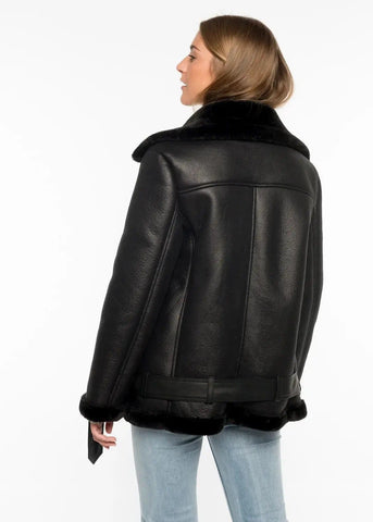 White Faux Leather Styled Biker Jacket and Winter Coat by Linu