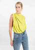 Yellow Pleated Blouse top with Ruffle Effect by Linu