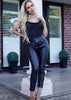 Black Faux Leather High Waist Stretchy Fitted Trousers by Kat