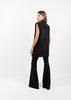 Black Trendy Ribbed and Flared Trousers by Linu