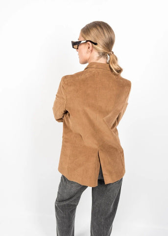 Brown Corduroy Jacket Blazer with Double-breasted Buttons by Linu