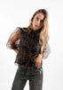 Brown Organza Animal Print Shirt with Undervest by Linu