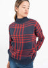 Charcoal Grey Black Jumper with Ultra Trendy Red Check Pattern by Linu