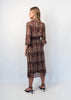 Fitted Animal Print Dress with Neck Tie Bow and Half Sleeve by Linu