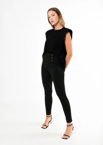 High Quality Black Winter Leggings with Buttons by Linu