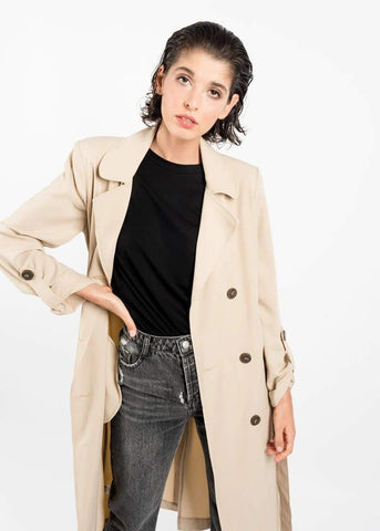 High Quality Cream Trench Coat with Belt and Button detail by Linu Uk 12-14