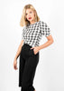 Large Houndstooth Check Black and White Sweater Styled Blouse by Linu Uk 10-12