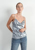 Metallic Grey Sheen Blouse top with Ruched side by Linu
