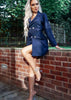 Navy Blazer Dress with Brass Style Double Buttons by Kat