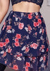 Navy Floral Detailed Mini Skirt by Kat