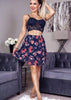 Navy Floral Detailed Mini Skirt by Kat