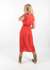 Orange Red Knotted Midriff Mid-length Dress by Linu