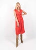 Orange Red Knotted Midriff Mid-length Dress by Linu