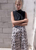 White and Black Print Midi Skirt with side Slit by Linu