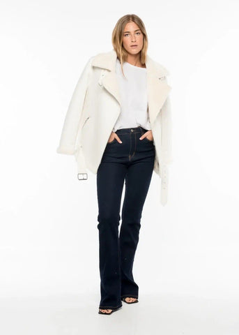 White Faux Leather Styled Biker Jacket and Winter Coat by Linu Uk 10-12