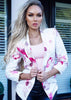 White and Pink Floral Formal Blazer with 3/4 Sleeves by Kat Uk 10
