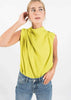 Yellow Pleated Blouse top with Ruffle Effect by Linu