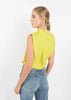 Yellow Pleated Blouse top with Ruffle Effect by Linu