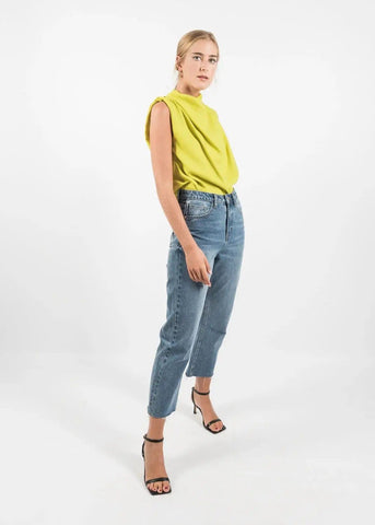 Yellow Pleated Blouse top with Ruffle Effect by Linu Uk 10-12